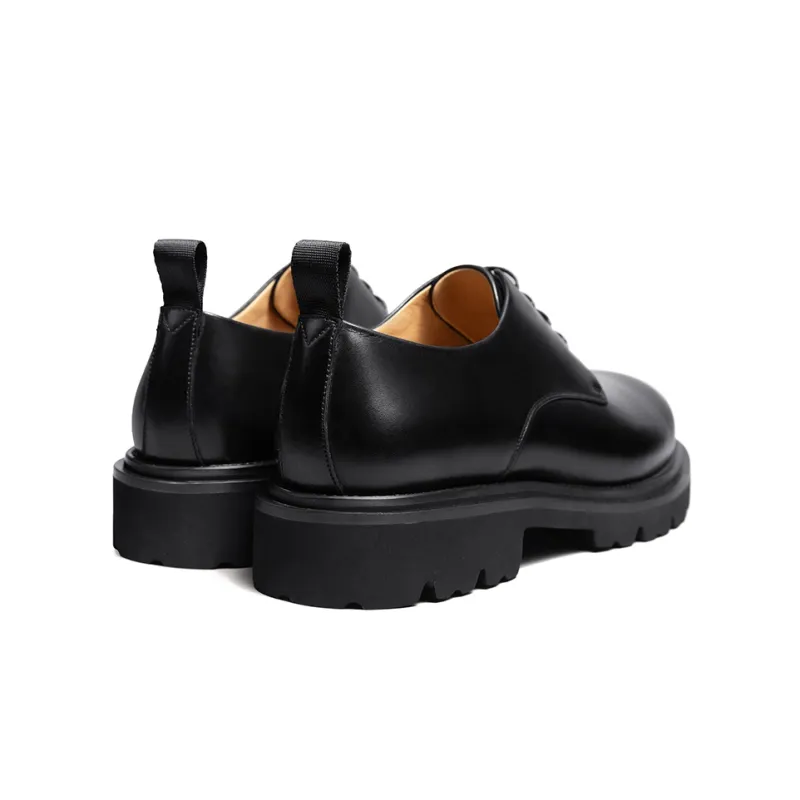 THOM WILLS Cleanfit Business Commute Versatile Calfskin Derby Shoes Casual Shoes Men's Black-3