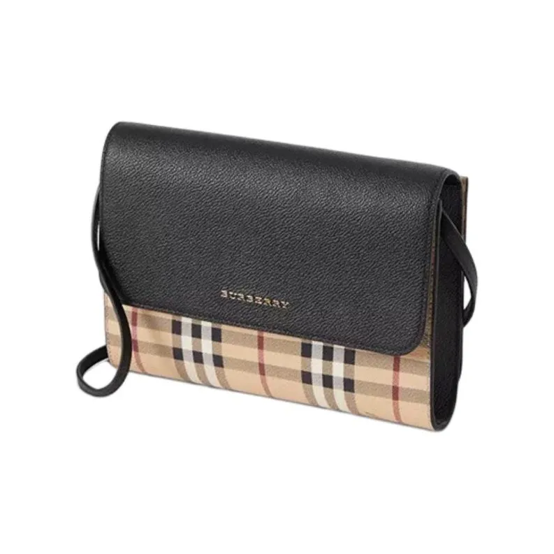 Burberry Vintage Canvas With Leather Shoulder Bag, Crossbody Bag Women's Black-2
