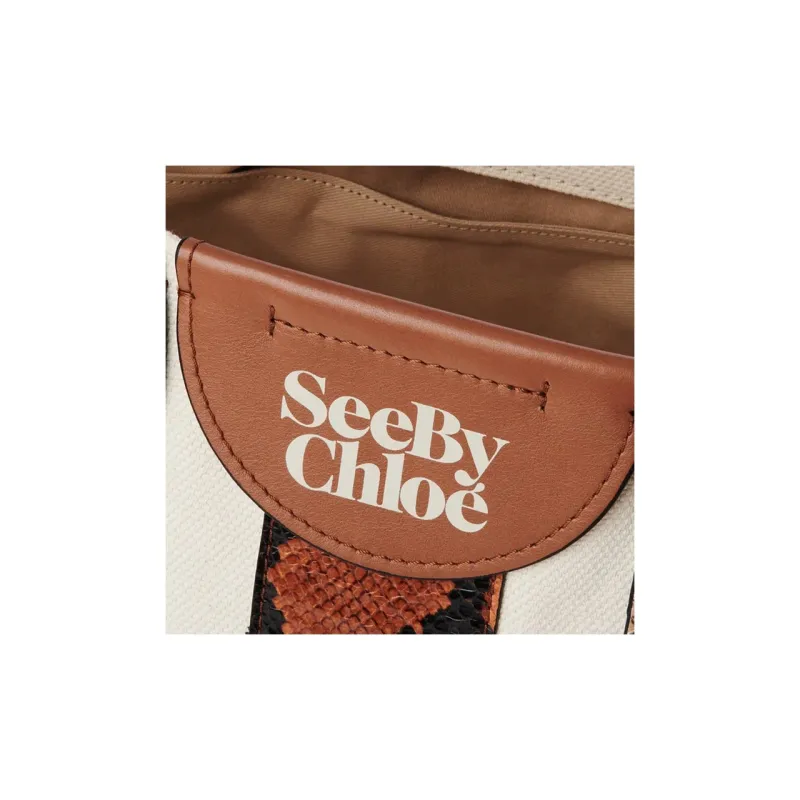 Chloe Canvas One Shoulder Handbag Canvas Bag Small Size Women's Camel-2