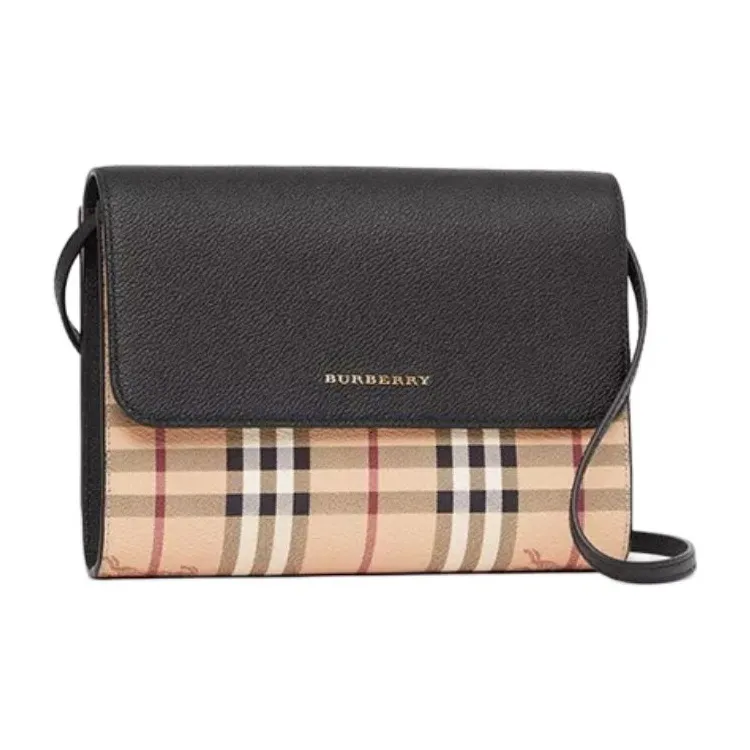 Burberry Vintage Canvas With Leather Shoulder Bag, Crossbody Bag Women's Black-1