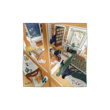 HERMES Silk Scarves Women's Camel