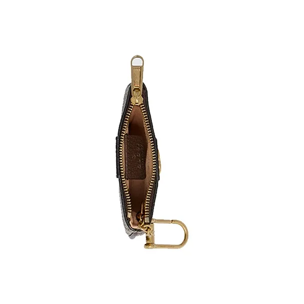 GUCCI Ophidia Canvas With Leather Trim Coin Purse Key Pouch Unisex Ebony & Brown-4