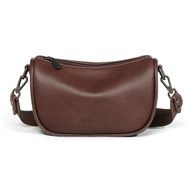 COMELY Cow Leather Patchwork Synthetic Leather Pillow Bag Dumpling Bag Crossbody Bag Regular Women's Brown-2