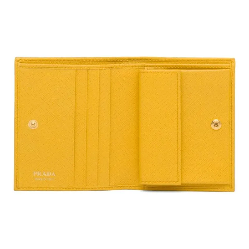 PRADA Leather Wallet Women's Yellow-3