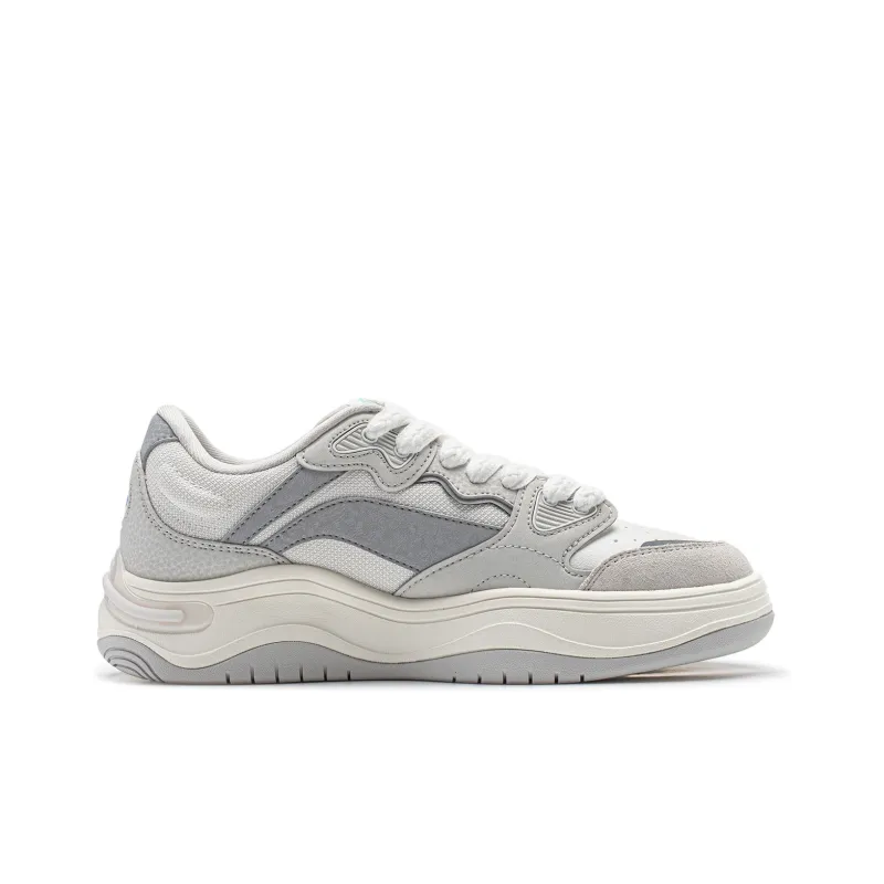 LiNing Future Flow Cushioning Support Wear Resistant Slip Resistant Low Top Skateboard Shoes Women's White Gray-1