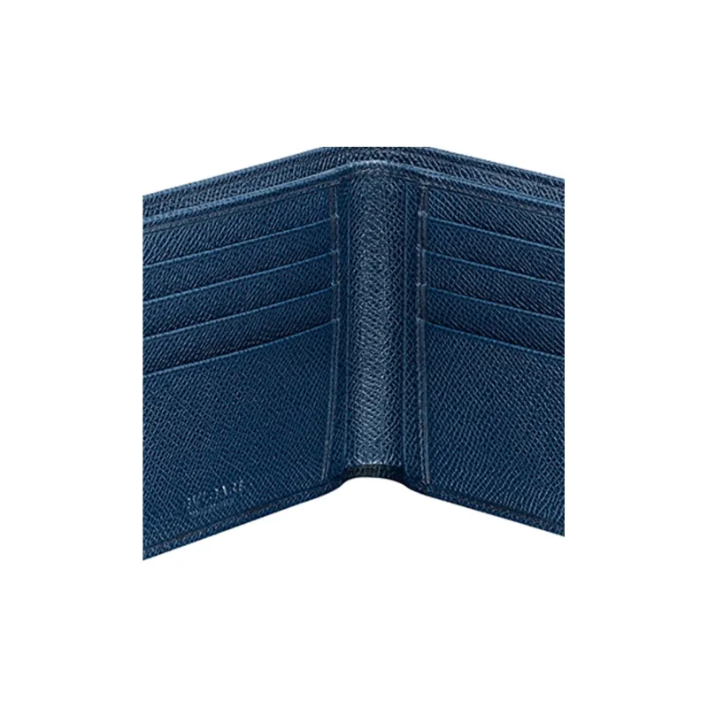 BVLGARI Cow Leather Wallets Card Holders Men's Blue-4