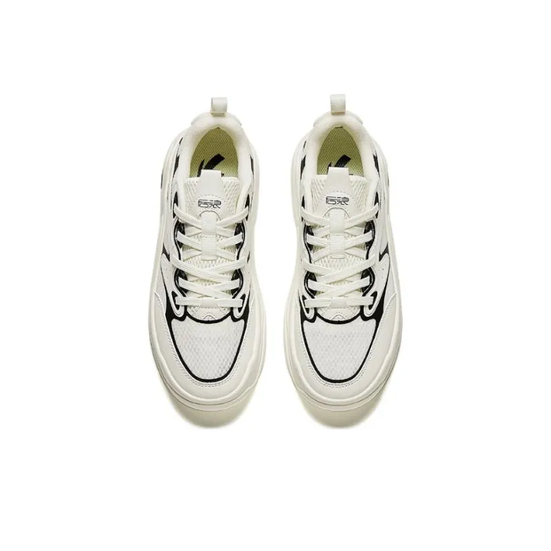Anta Life Collection Back Wave Cushioned Wear Resistant Slip Resistant Low Top Casual Shoes Women's White Black-2