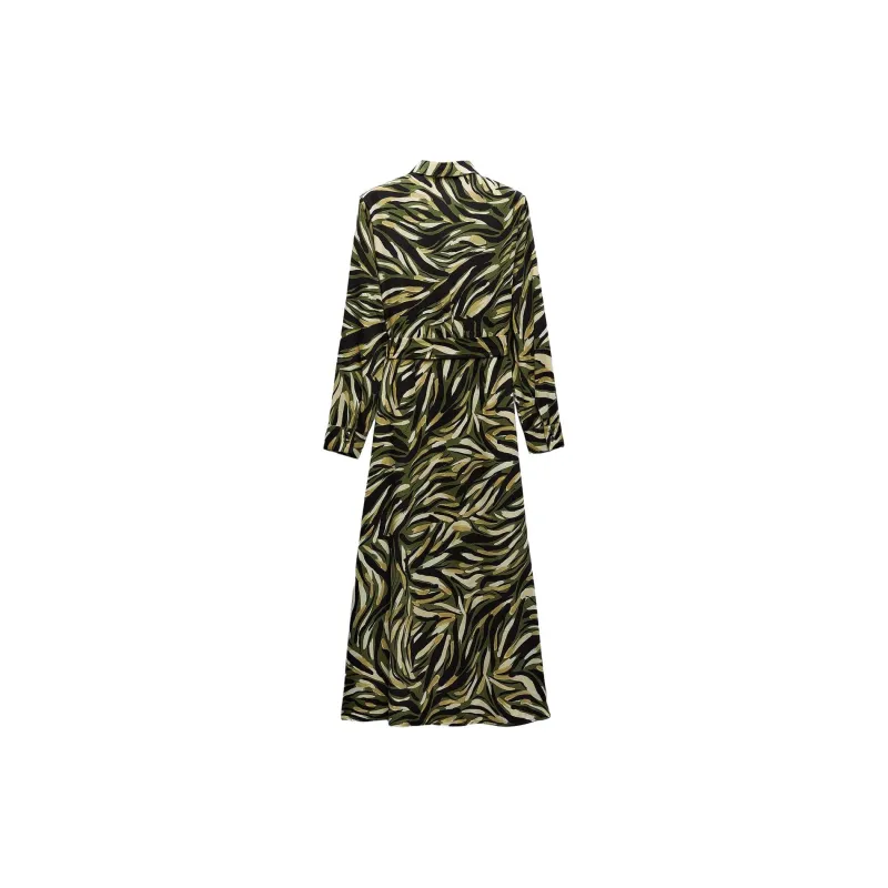 ZARA Long-Sleeved Dresses Women's Green-1