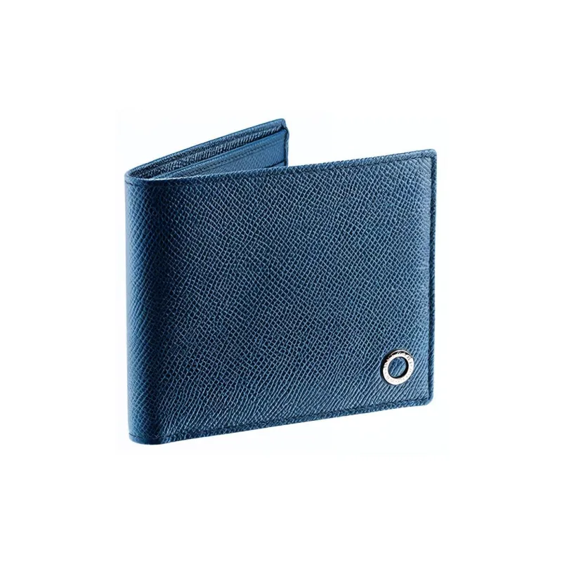 BVLGARI Cow Leather Wallets Card Holders Men's Blue-0