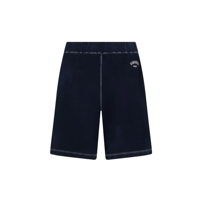 DSQUARED 2 Logo Printed Worn Out Effect Shorts-1