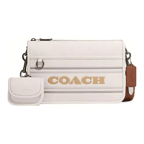 COACH Heritage Cow Leather Shoulder Bag Crossbody Bag Medium Size Women's White
