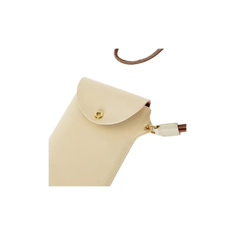 Loro Piana Ghiera Calfskin Cell Phone Pouch Women's White & Brown-3