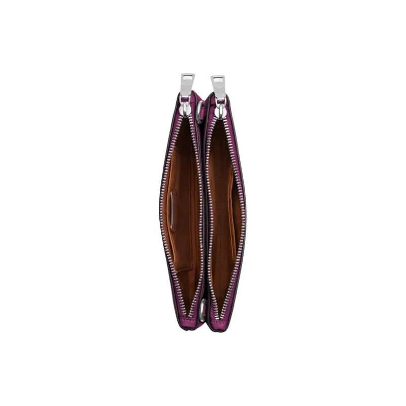 COACH Pebbled Leather Envelope Bag, Shoulder Bag, Crossbody Bag Trumpets Unisex Dark Berry-2