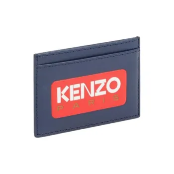 KENZO Cow Leather Card Holder Unisex Blue