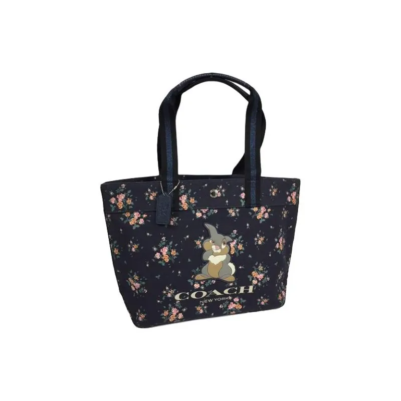 COACH Disney Sump Bunny Collaboration Eco Friendly Material Canvas Tote Bag Shopping Bag Shoulder Bags Women's Black-2