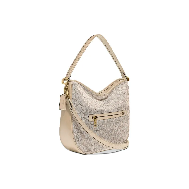 COACH Canvas With Leather Shoulder Bag, Crossbody Bag Women's Ecru-1