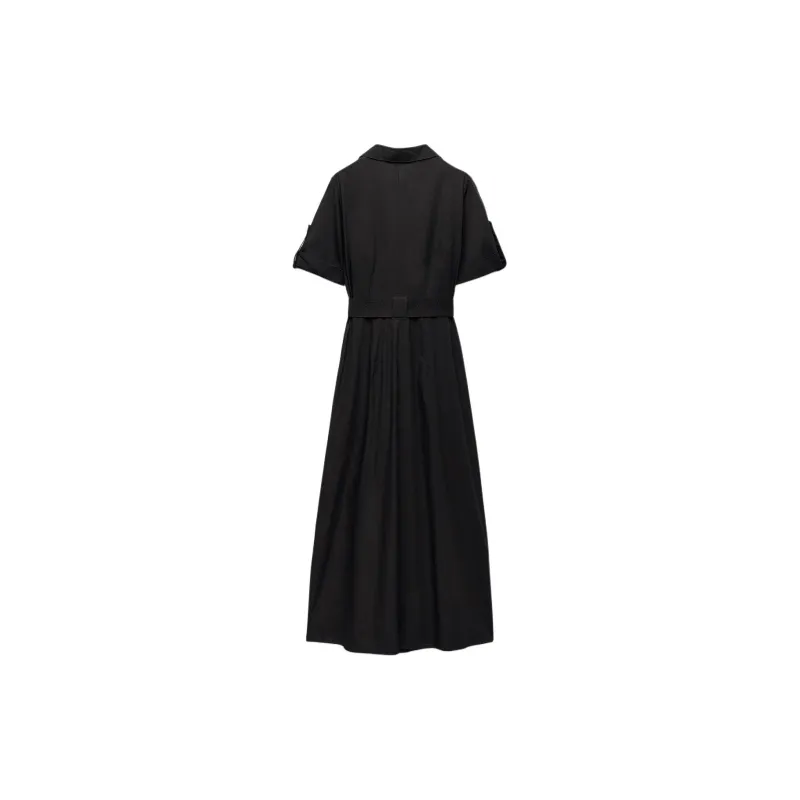 ZARA Short-Sleeved Dresses Women's Black-1