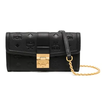 MCM Tracy Visetos Full Grain Nappa Leather Shoulder Bag, Crossbody Bag, Wallet Large Size Women's Black
