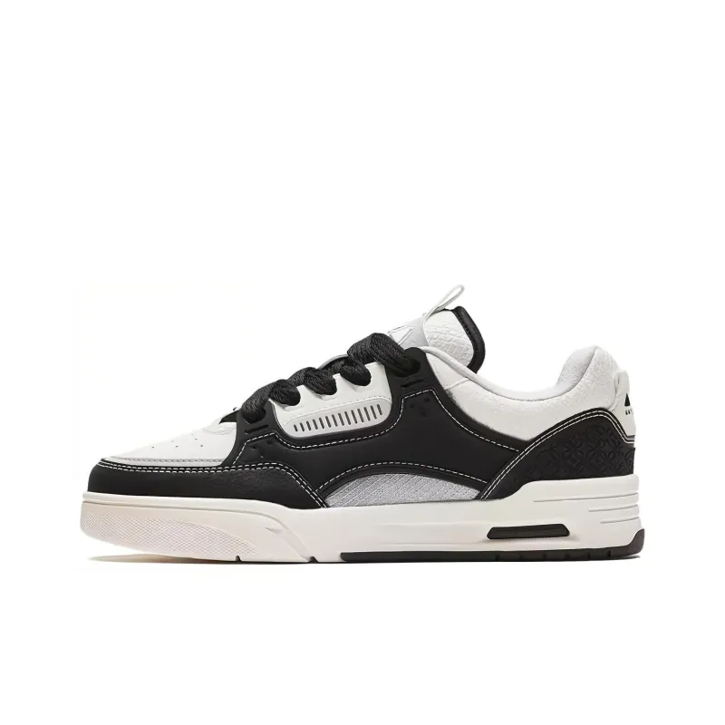 Anta AOJIE Anti Slip And Wear Resistant Lightweight Low Top Skateboard Shoes Women's Black White-0