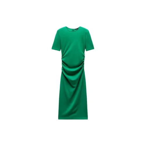 ZARA Short-Sleeved Dresses Women's Green