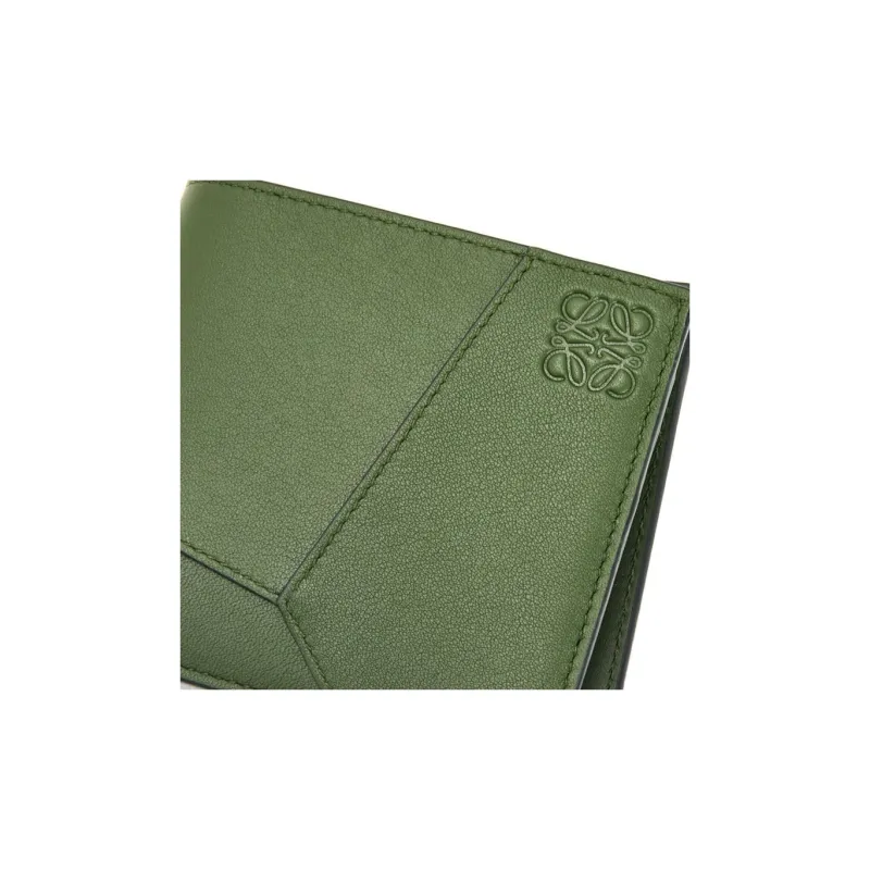 LOEWE Puzzle Calfskin Coin Purses Wallets Men's Hunter Green-4