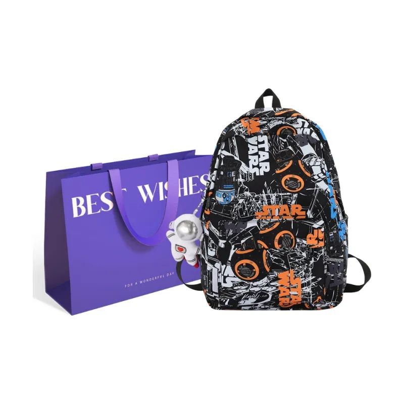 KAKAXI Nylon Backpack Unisex Black/Blue & White/Orange & White-19