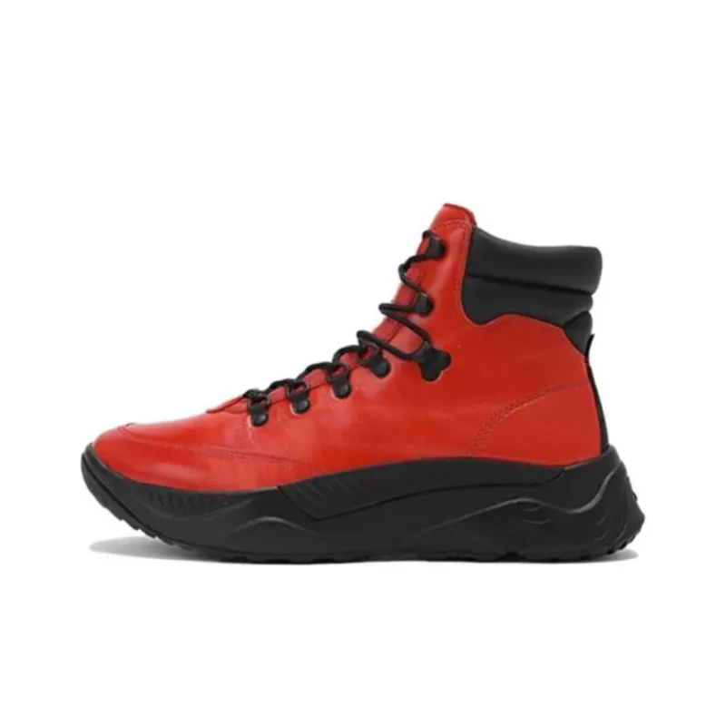 TSUBO UH Waxed Nappa Cushioning Wear-Resistant High-Top Hiking Shoes Unisex Bright Red-0