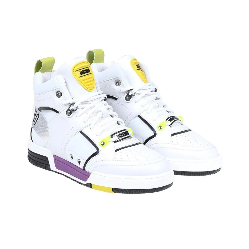 MOSCHINO High Top Stylish Skateboarding Shoes Men's White-3