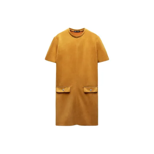 ZARA Short-Sleeved Dresses Women's Dark Orange