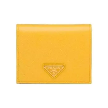 PRADA Leather Wallet Women's Yellow