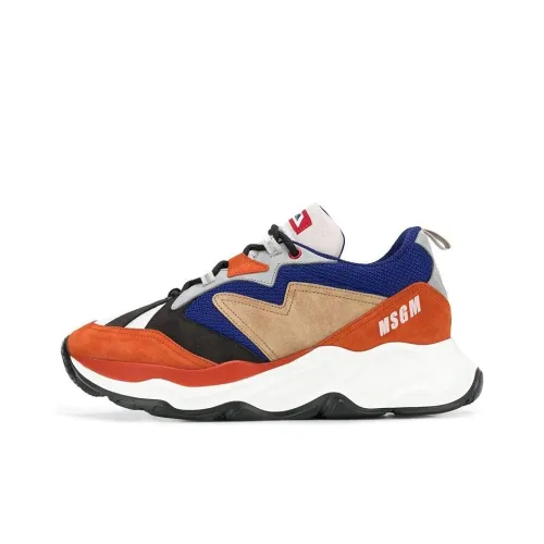 MSGM Running Shoes Men Low-Top Orange/Blue/White