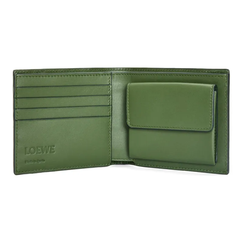 LOEWE Puzzle Calfskin Coin Purses Wallets Men's Hunter Green-3
