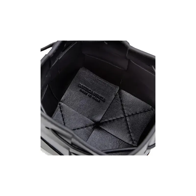 Bottega Veneta Drawstring Cassette Mini Intreccio Black-3