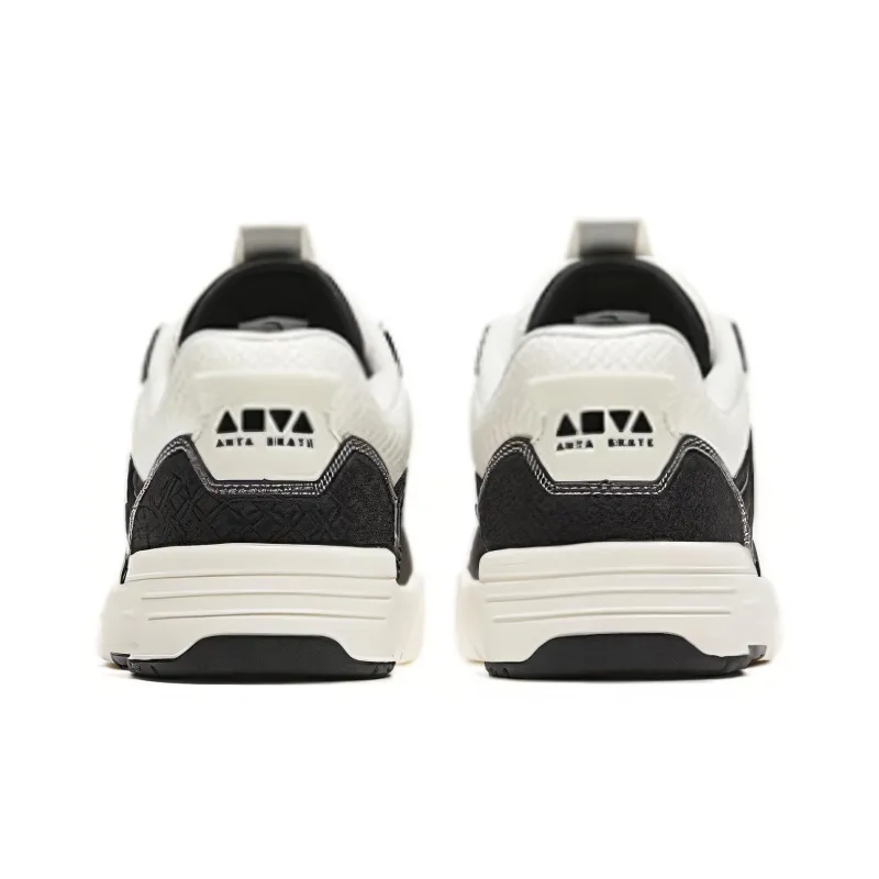 Anta AOJIE Anti Slip And Wear Resistant Lightweight Low Top Skateboard Shoes Women's Black White-4