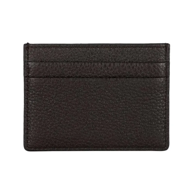 Valentino Cow Leather Card Holder Men's Dark Brown-1