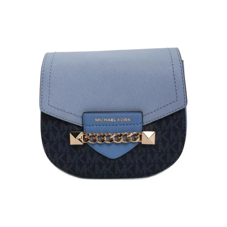 MICHAEL KORS Karla Leather Shoulder Bag Crossbody Bag Small Size Women's Blue & Black-0