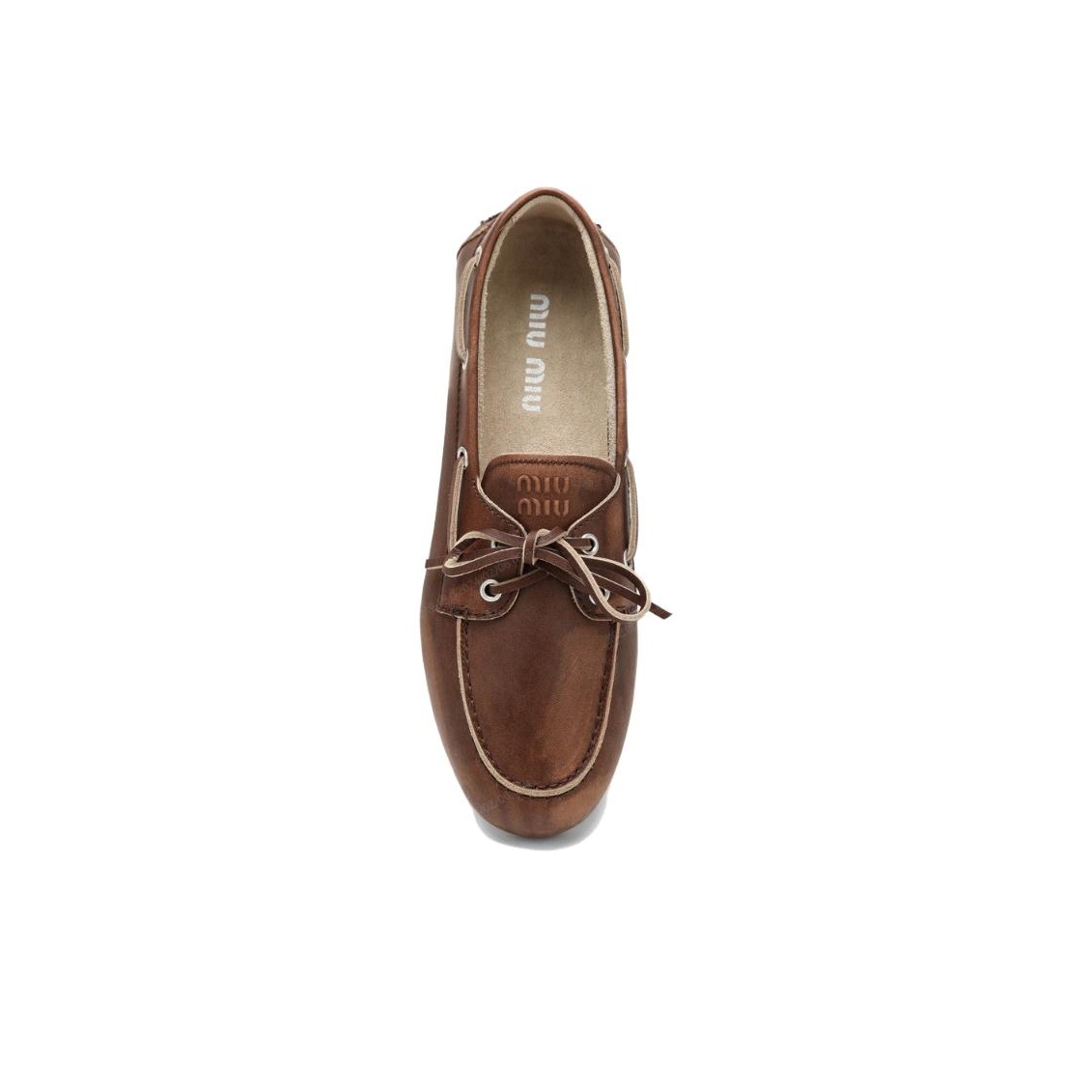 Miu Miu - Leather lace-up shoes brown - The Corner