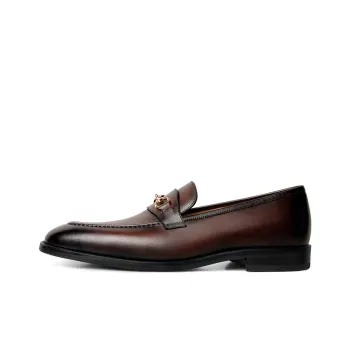 THOM WILLS Slip on Horsebit Loafers Dress Shoes Men's Dark Brown Polished
