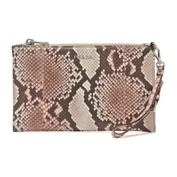 PRADA Cow Leather Clutch Women's Beige & Brown