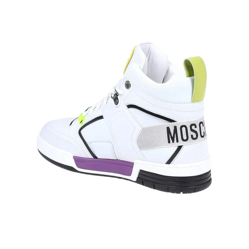 MOSCHINO High Top Stylish Skateboarding Shoes Men's White-4