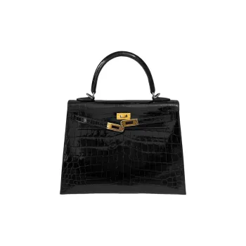 HERMES Kelly Polished Crocodile Leather Kelly Bag Handbags Women's 78 Bleu Marine Deep Sea Blue