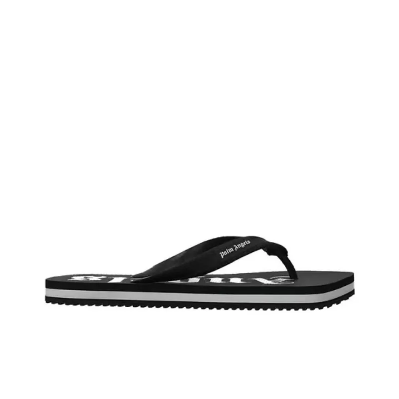 PALM ANGELS Flip Flop Logo Black White-1