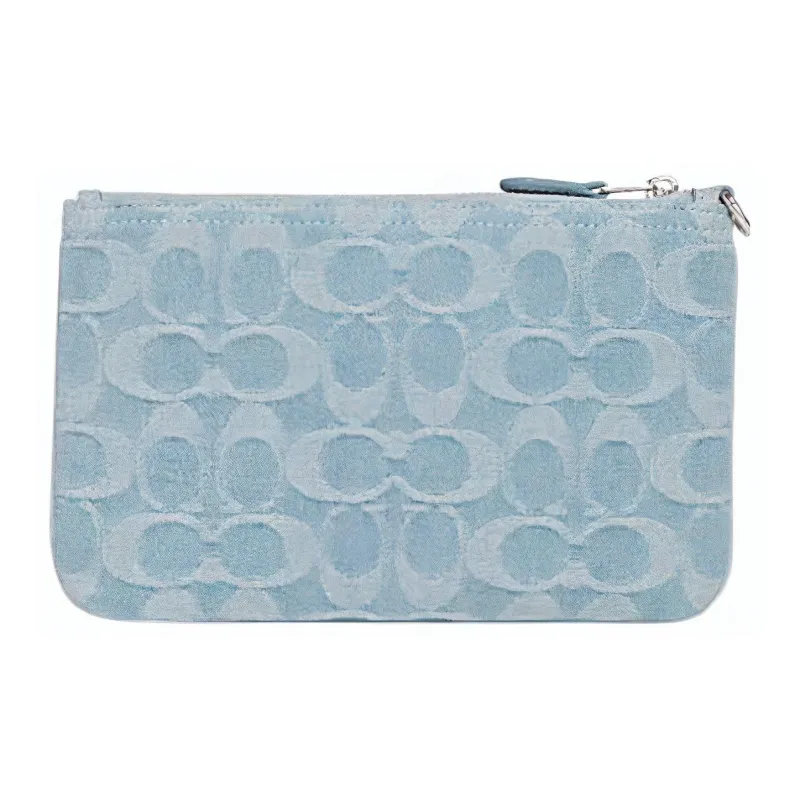 COACH Tech Wallet Fabric Wrist Bag Clutch Trumpets Women's Blue-1