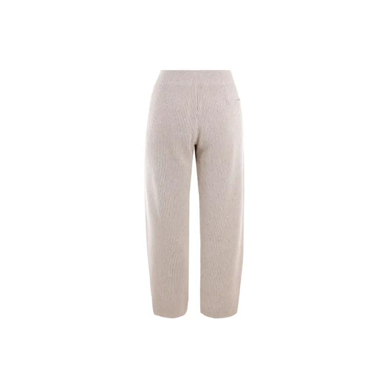 Brunello Cucinelli Sequin Embellished Ribbed Trousers-1