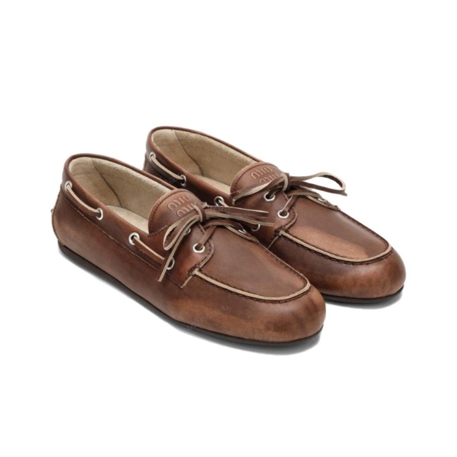 MIU MIU Bleached Leather Loafers Original Shoe Box Included