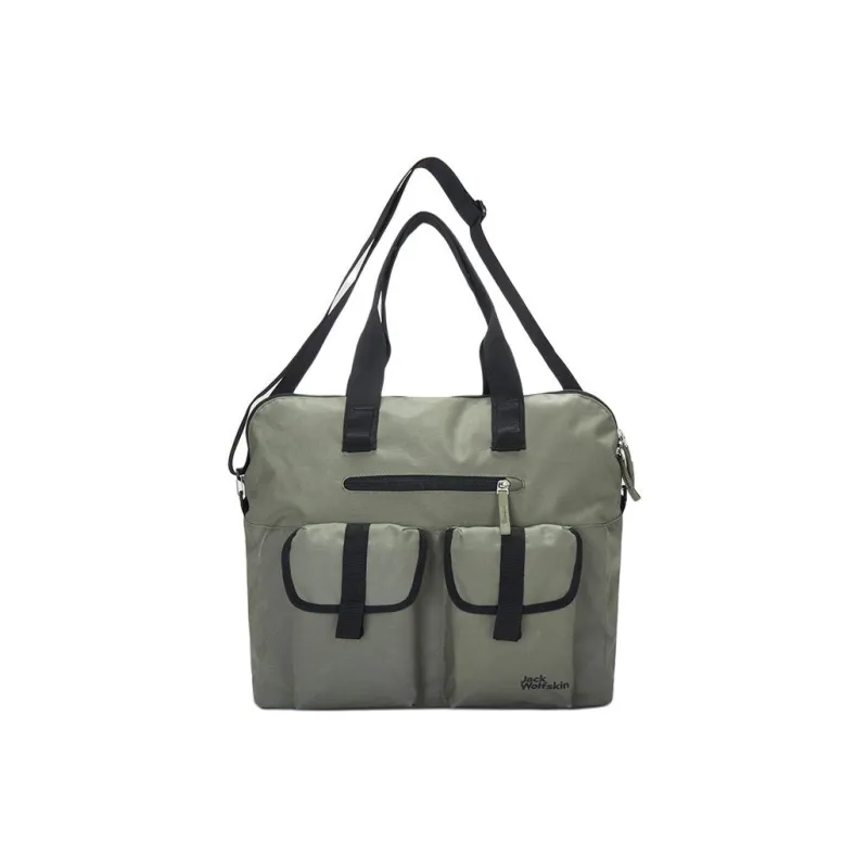Jack Wolfskin Polyester Shoulder Bag, Handbag Regular Unisex Gray Olive-0