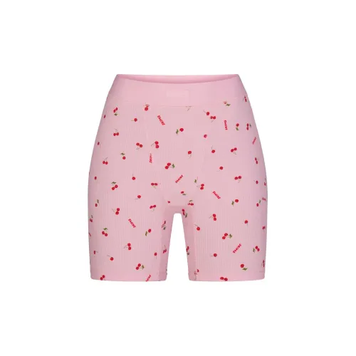 SKIMS SOFT t-shirt BOXER Underpants Women's Cherry Blossom Print