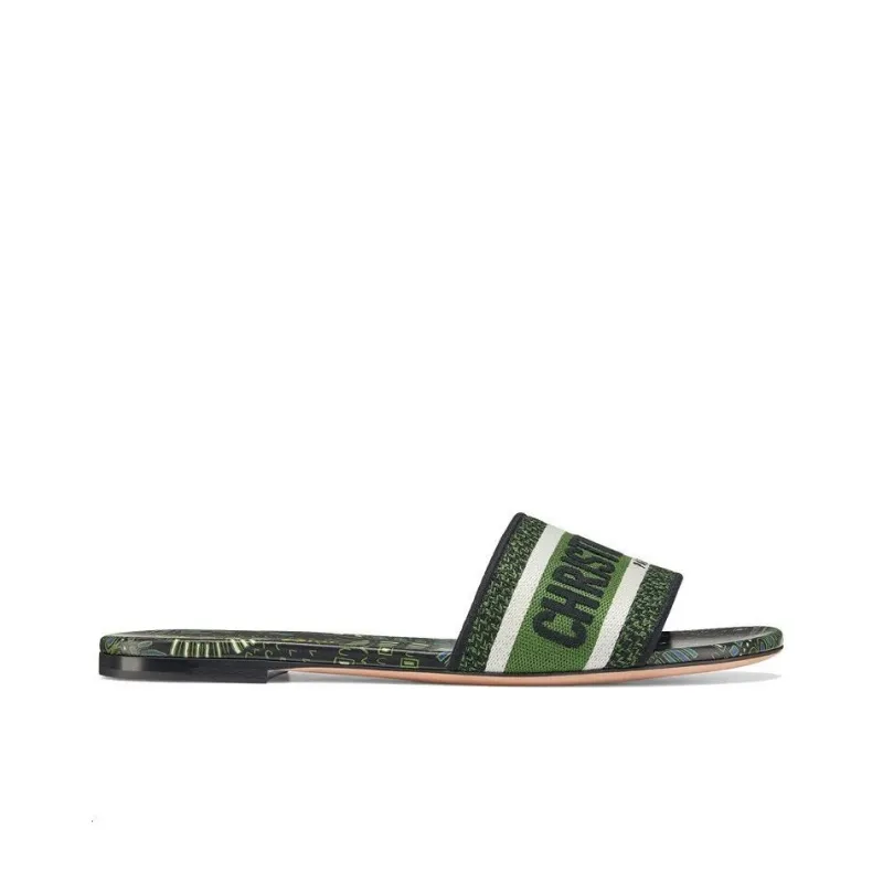 DIOR Dway Abrasion Resistant Slide Slippers Women's Black Green-1