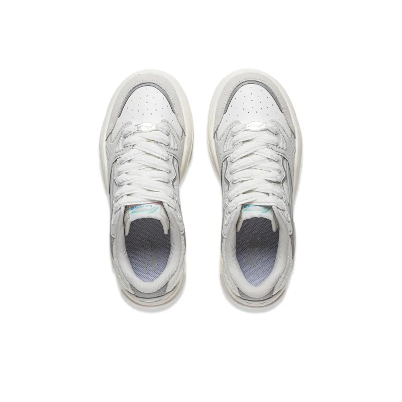 LiNing Future Flow Cushioning Support Wear Resistant Slip Resistant Low Top Skateboard Shoes Women's White Gray-3