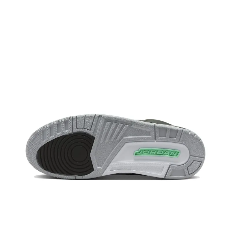Jordan Air Jordan 3 Green Glow Abrasion Resistant Breathable Mid Top Vintage Basketball Shoes Men's Black-5